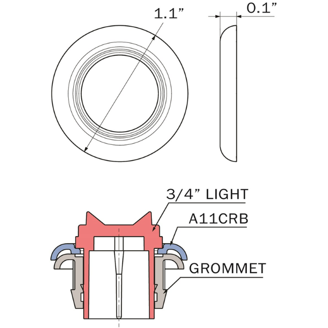 Newmar RV Chrome Bezel for 0.75" Clearance Lights 142384