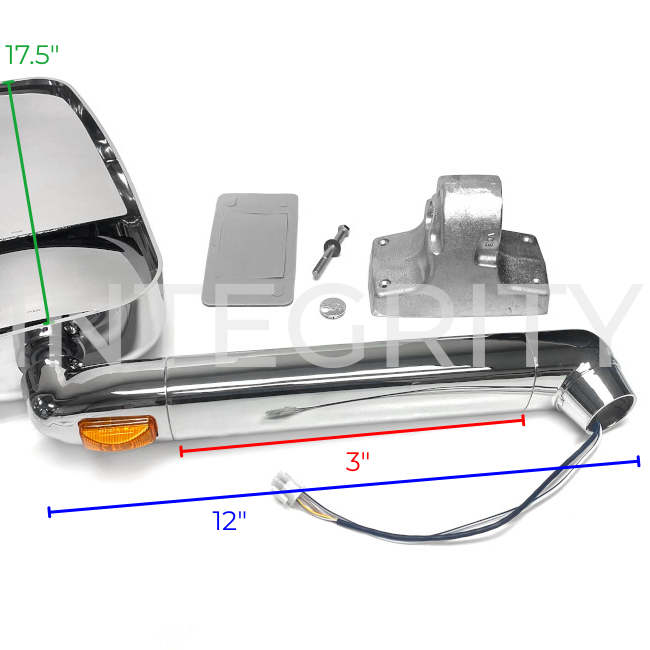 Newmar RV Driver Side 17.5" Chrome Mirror Head Assembly with 12" Arm 130767B