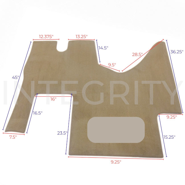 RV Cockpit Mat with Logo in Sand 66.03" x 53.75" (to fit Newmar 161210A)