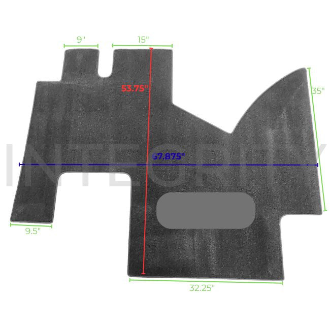 RV Cockpit Mat with Logo in Gray 53.75" x 67.875" (to fit Newmar 138454)